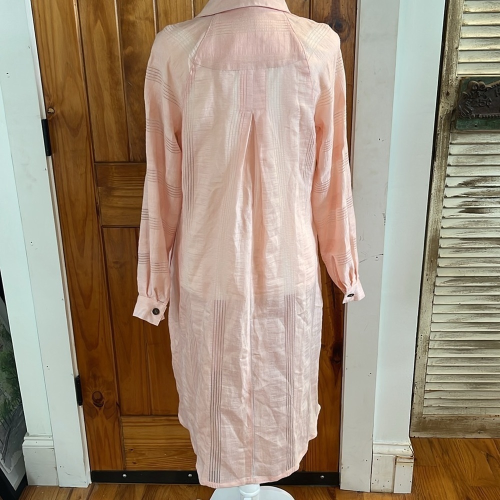 Free People Great Escape Pink Peach Shirtdress Semi Sheer Swim Cover up Small - Picture 3 of 12